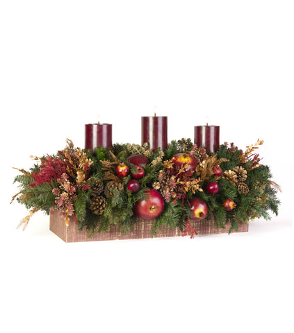 Centro de Mesa Rectangular con 3 Velas Martha Sophia