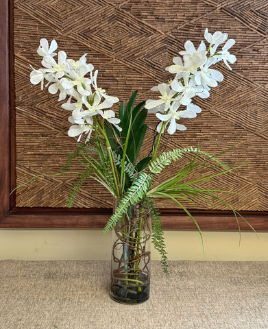 Orquideario Dos Vanda Orchid Artificial en Florero de Vidrio con Agua Acrílica